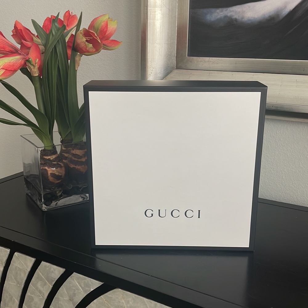 NEW Authentic GUCCI Empty Gift Box large black white square storage organizer